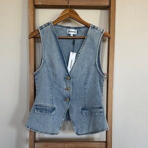 Vigoss Light Blue Denim Vest with Button Front